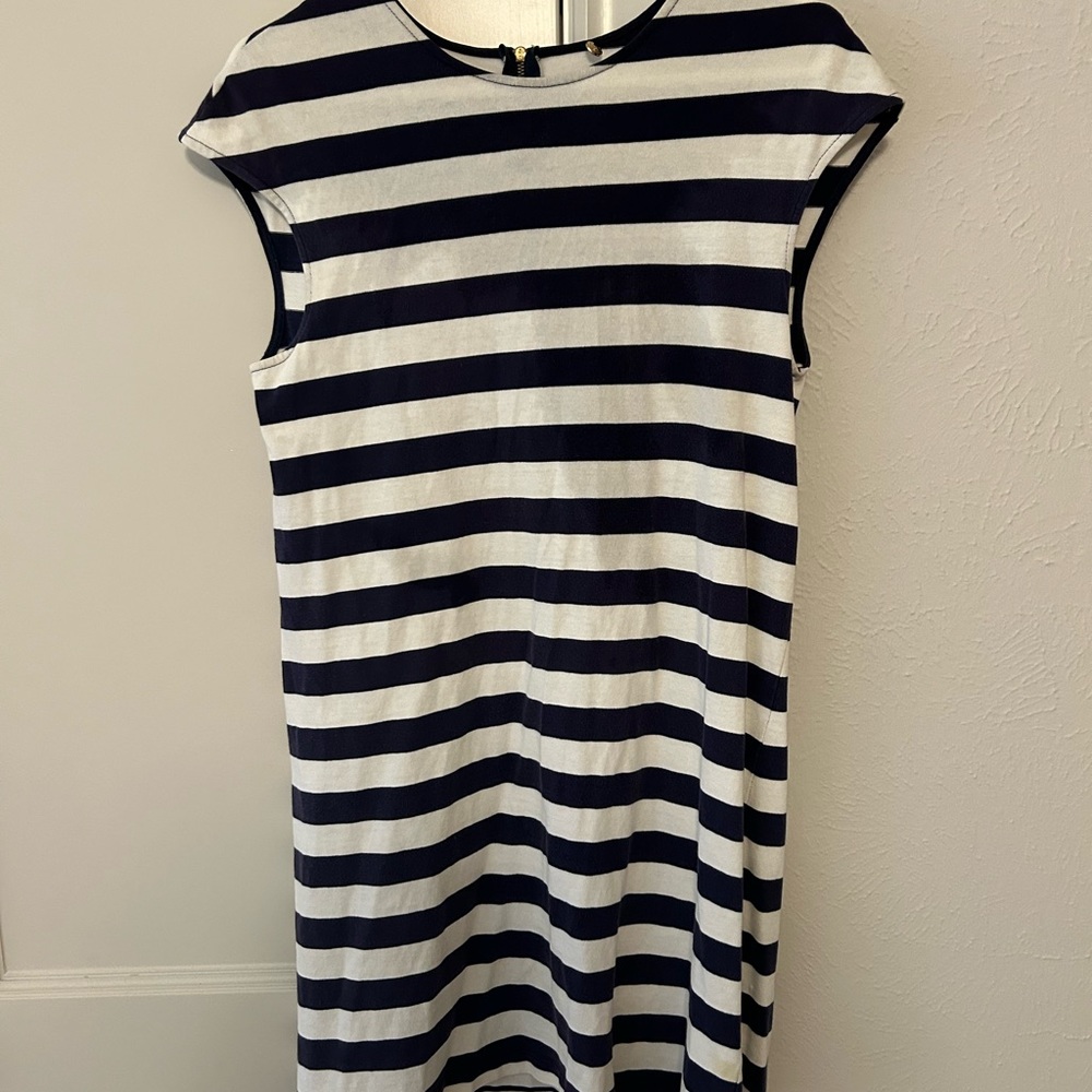MDS Stripes Boatneck cap sleeve stripe dress